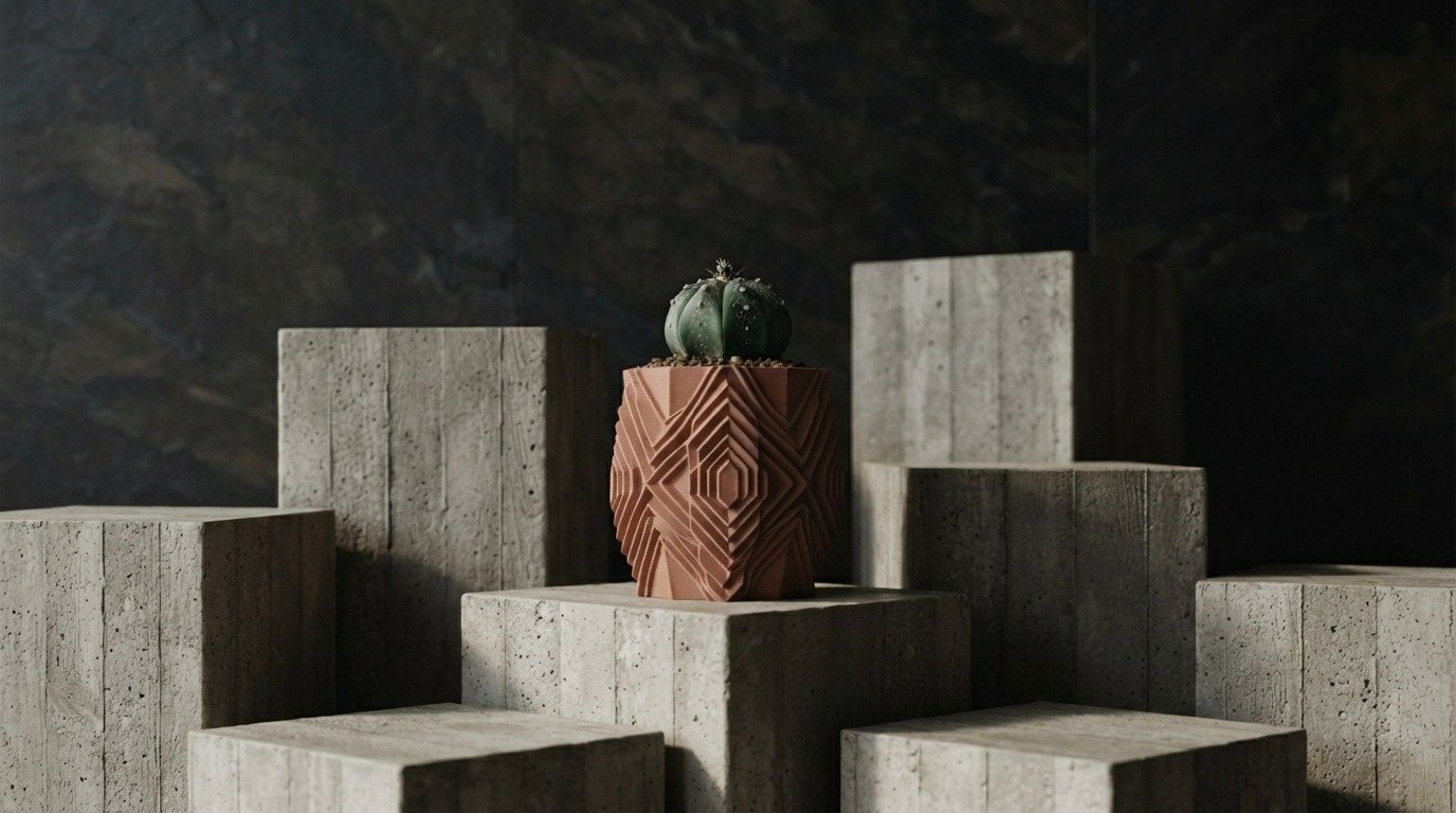 Brutalist Concentric Hex Vessel